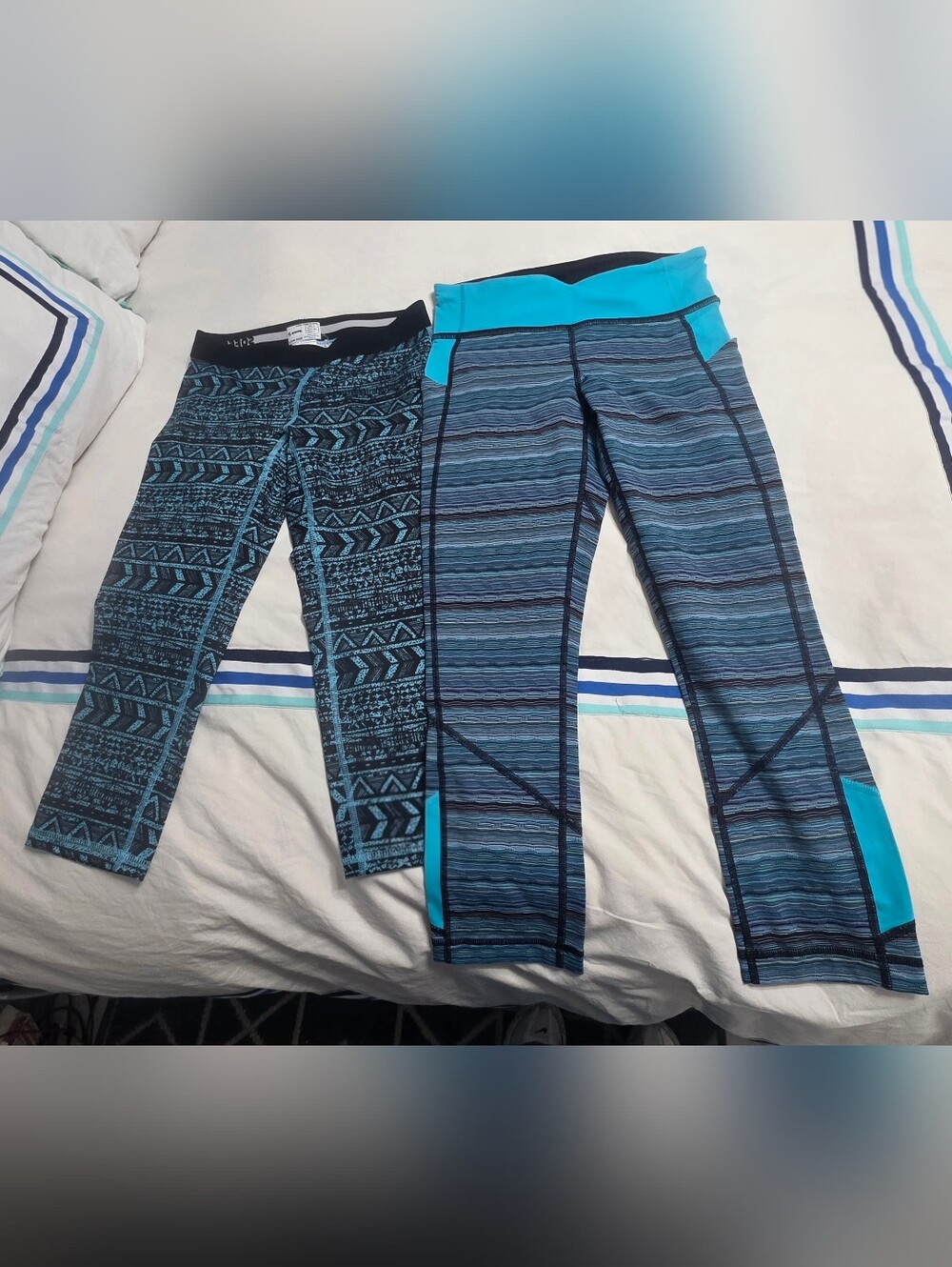 lululemon athletica And Soffe Dri Blue & Aqua Patterned Women's Leggings